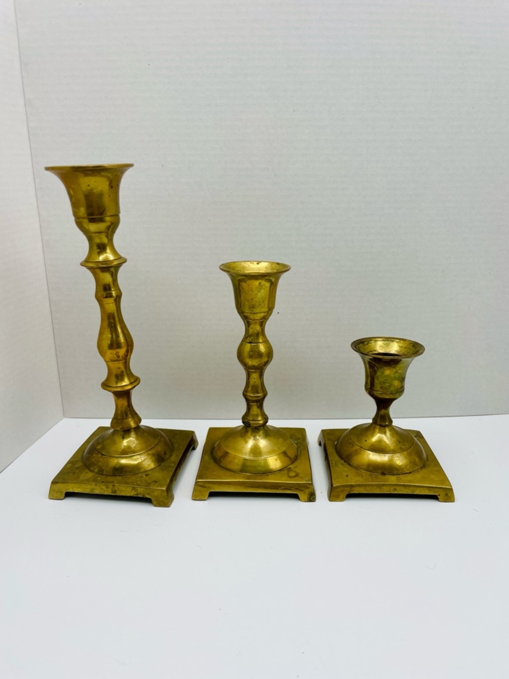 Brass Candlestick Set - Vintage Brass/Gold Home Accents - Picture 6 of 16